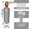 Cartouche CO² 30 g 50°C – tête filetée 15x125 – Conforme NF