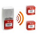 Alarme type 4 radio avec flash + 2 Déclencheur manuel d'alarme incendie radio